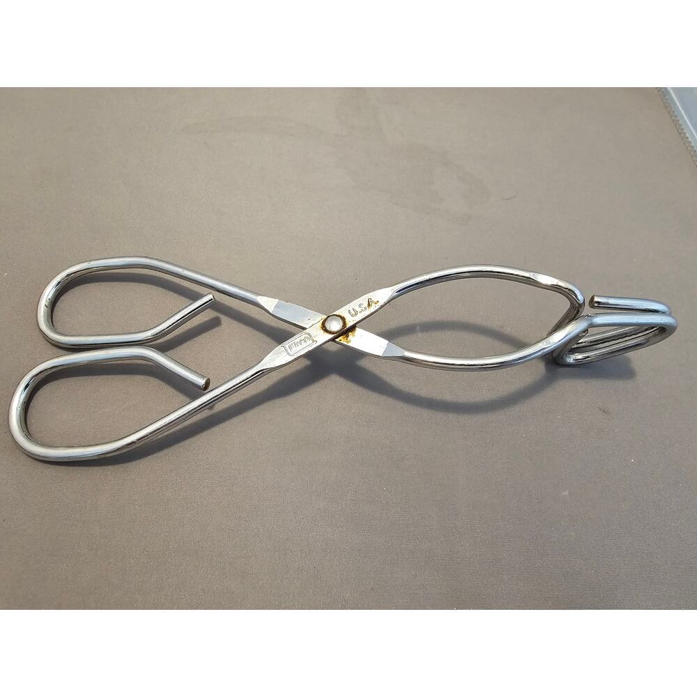 Vintage Ekco 8" (inch) Angled Stainless Steel Tongs - USA